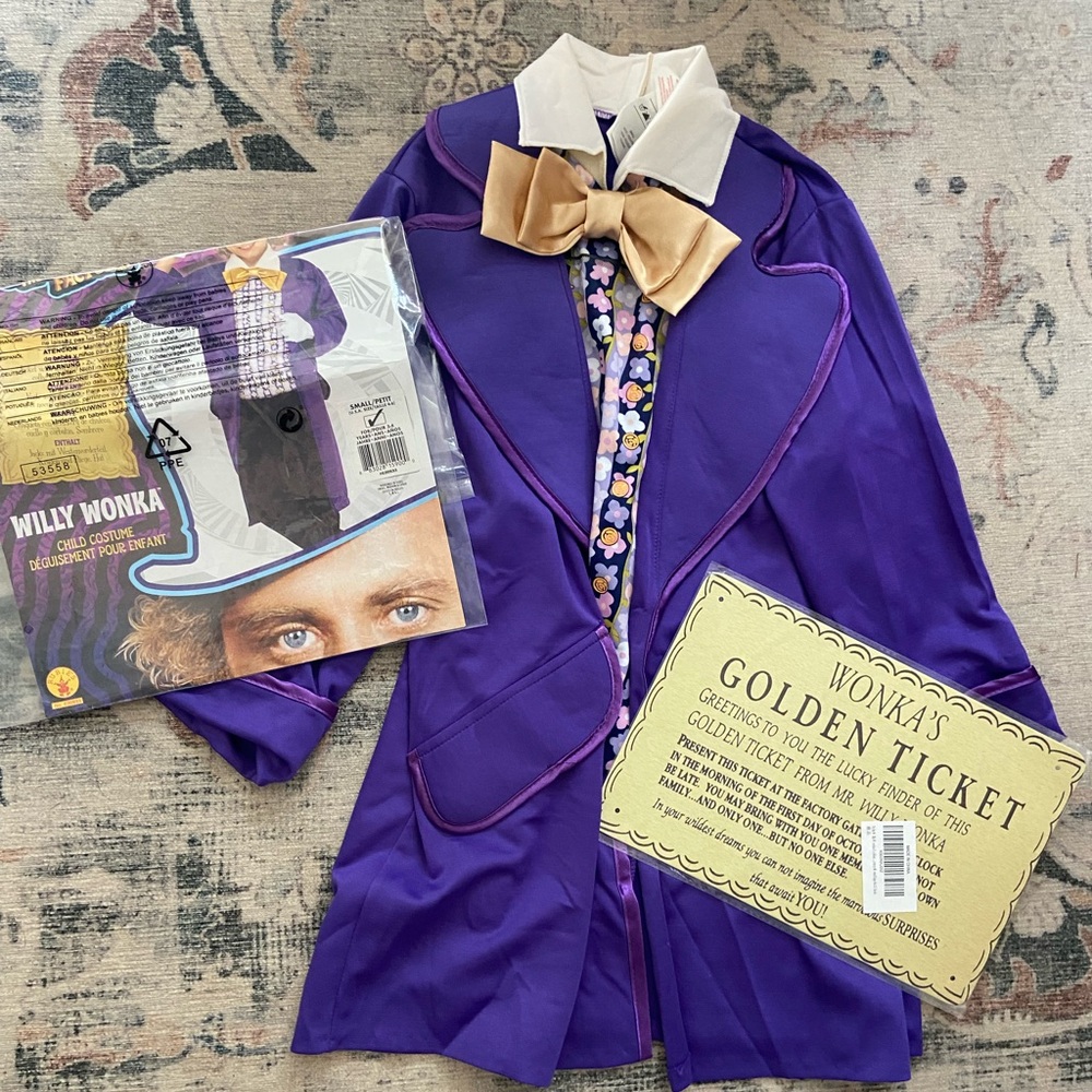 Purple Willy Wonka Costume with Golden Ticket